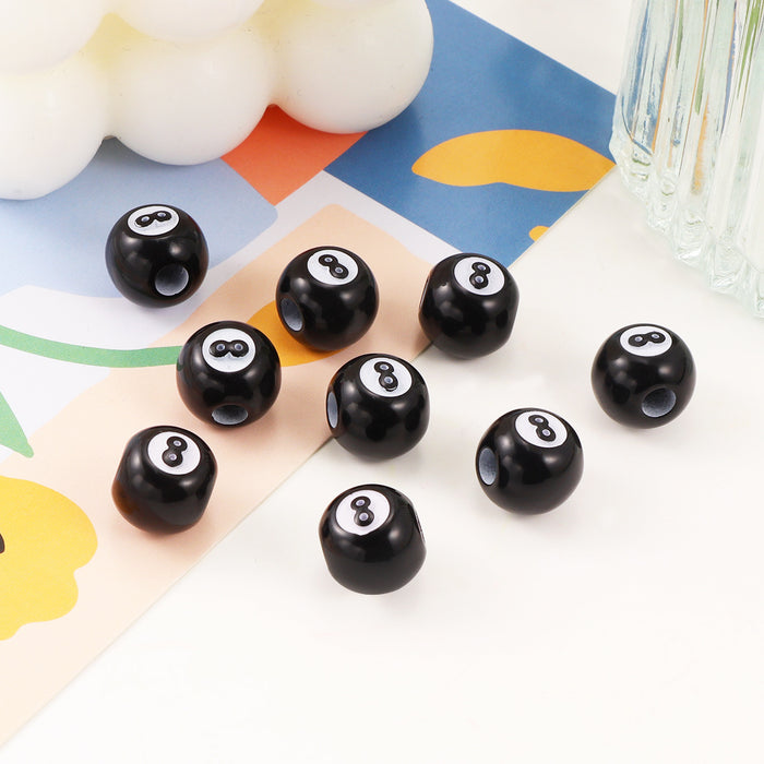 Wholesale 50pcs/pack Acrylic Billiard Black No. 8 Beads JDC-BDS-LiuXia004