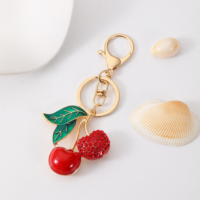 Wholesale Cherry Keychain Red Fruit Shape Key Ring Graduation Gift Decorative Accessory
