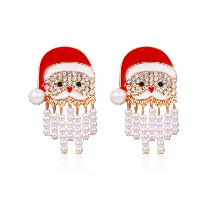 Wholesale 3pcs Christmas Series Christmas Tree Grass Ring Bell Gingerbread Man Zinc Alloy Earrings JDC-ES-BinL011