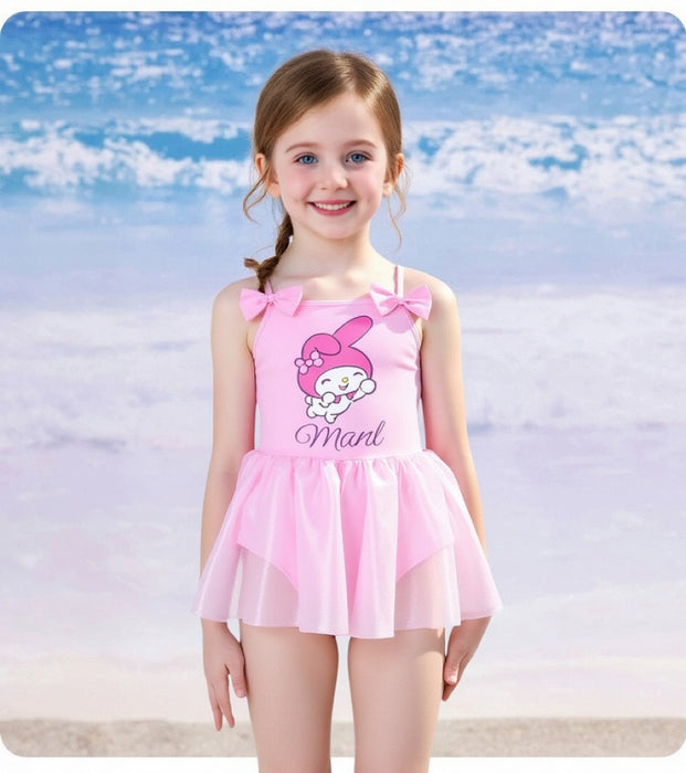 Wholesale Children's swimsuit, women's western-style one-piece, cute fluffy skirt, princess bow for children