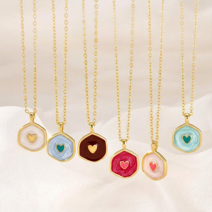 Wholesale Colorful enamel heart-shaped luminous choker  necklace for Valentine' s Day
