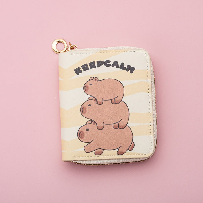 Wholesale Cute Cartoon Short PU Capi Bara Children Student Simple Coin Purse Card Holder Wallet JDC-WT-QT003