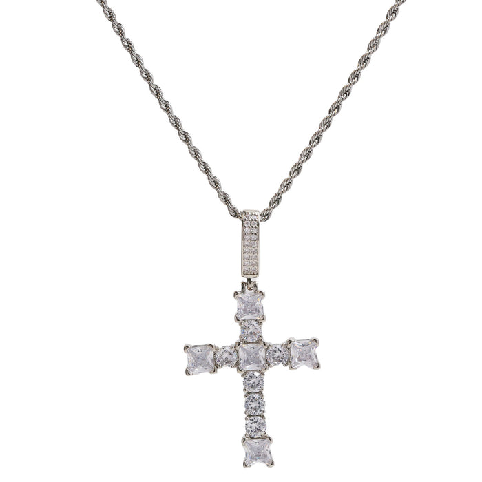 Wholesale 2PCS Brass Zircon Cross Pendant Necklace JDC-NE-BaiYi013