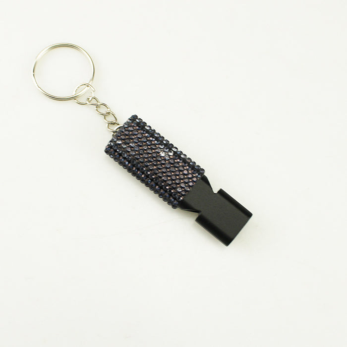 Wholesale Rhinestone Survival Whistle Stylish Grey Metal Emergency Whistle For Keychain Everyday Carry Outdoor Use
