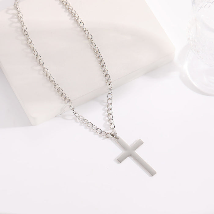 Wholesale Twist Chain Simple Cross Titanium Steel Necklace JDC-NE-Liyang008