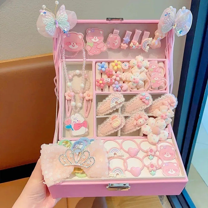 Wholesale Children' s New Headwear Girl Birthday Gift Jewelry Box Princess Girl Hair Accessories Set Gift Box Baby Hair Clip