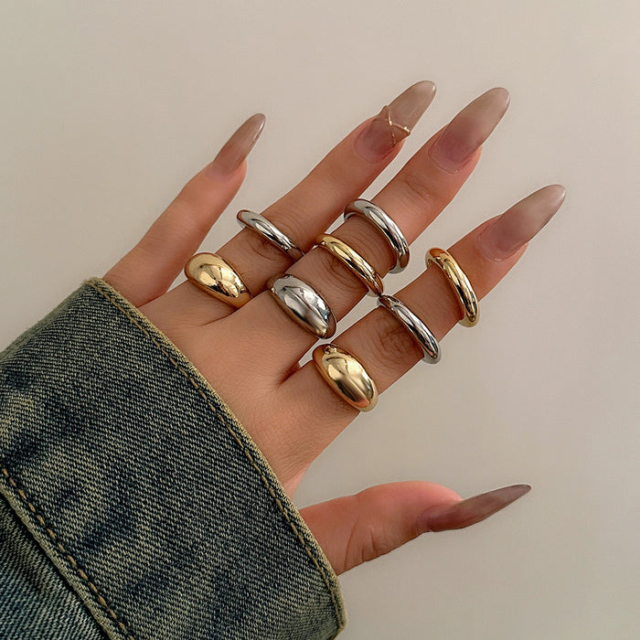 Wholesale ENiche trend design geometric arc ring joint ring exaggerated open set ring