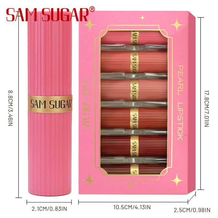 Wholesale 6 lipsticks suit makeup pearl matte lipstick not easy to fade fog face waterproof lipstick