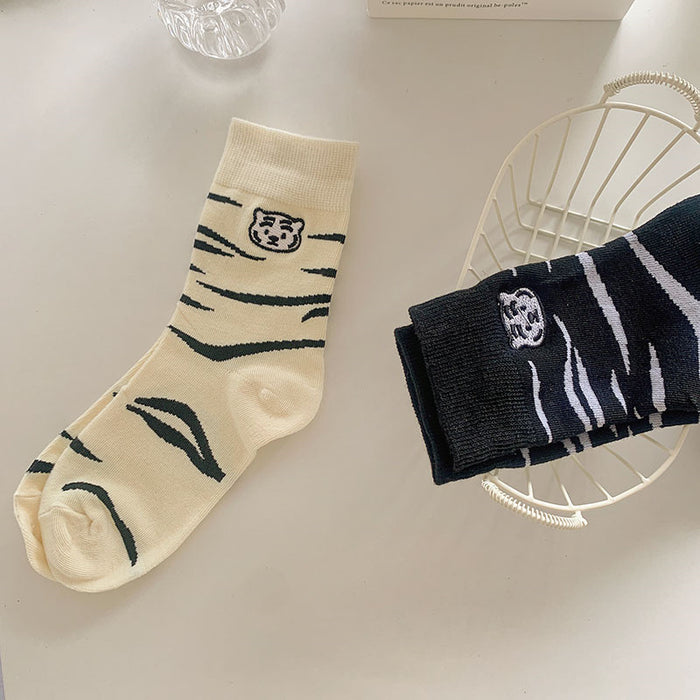 Wholesale Cartoon Tiger Head Polyester Cotton Socks Personality Versatile JDC-SK-GuangJ001