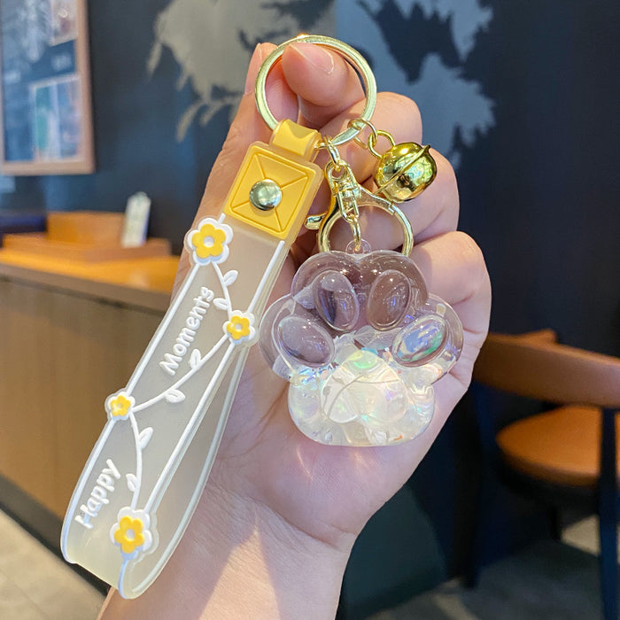 Wholesale Oil-filled Preserved Flower Cat' s Paw Sand Bottle Keychain