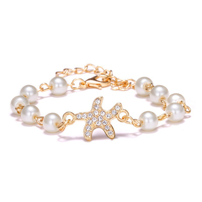 Wholesale Cross 8-shaped Round Hollow Rhinestone Pearl Bracelet JDC-BT-Chuya001