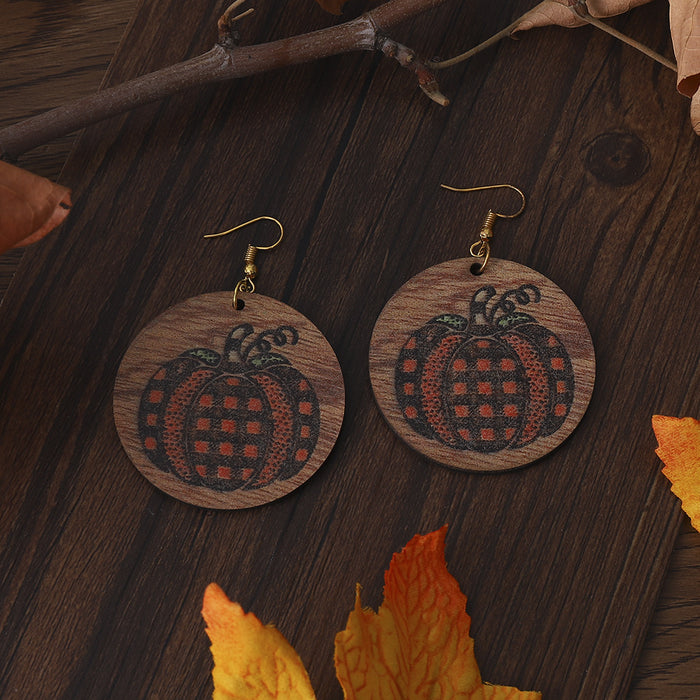 Wholesale Autumn Thanksgiving Checkered Checkerboard Earrings