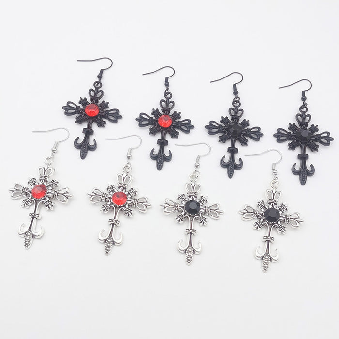 Wholesale Gothic Cross Crystal Zinc Alloy Earrings JDC-ES-LCR001