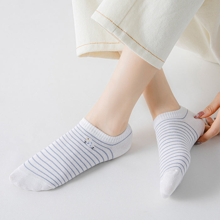 Wholesale Blue Socks Thin Ship Socks Summer Low Top Shallow Mouth Cute Short Socks Cartoon Cotton Socks