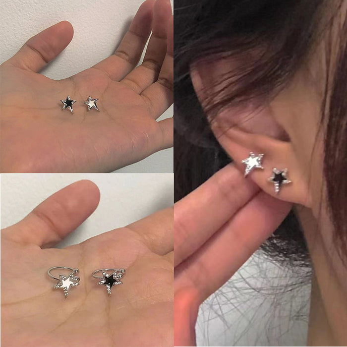 Wholesale 925 Silver Irregular Five-pointed Star Earrings and Ear Clips JDC-ES- XiangDuan002