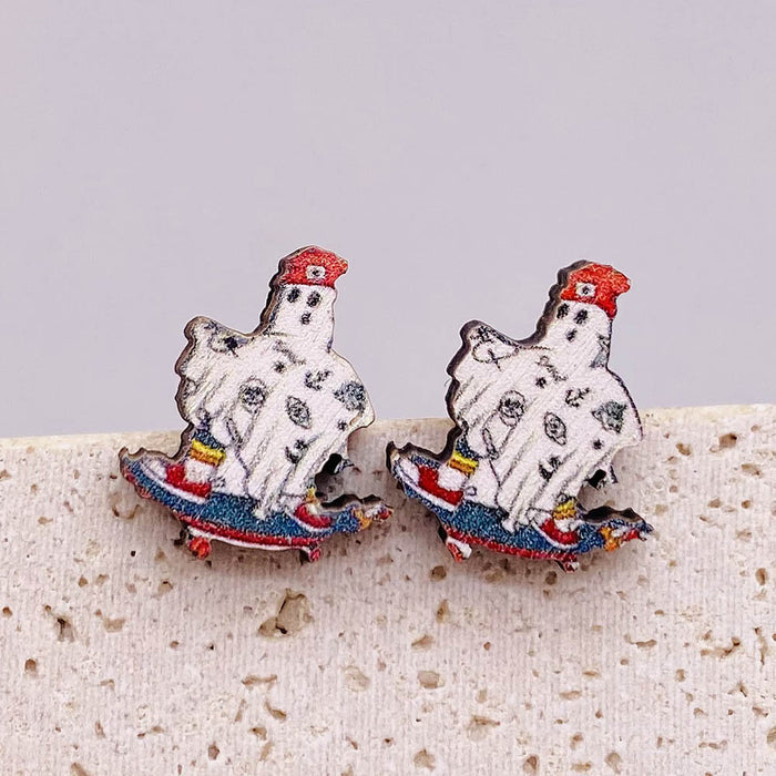 Wholesale  Earrings Horror Pumpkin Ghost Bat Wooden Earrings  Night Jewelry