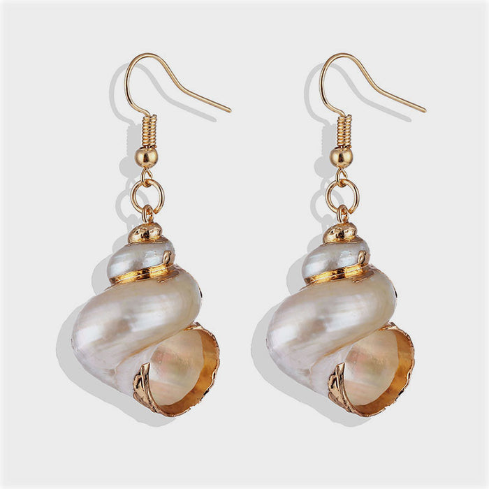 Wholesale  shell conch gold-plated edge earrings  beach conch pendant necklace