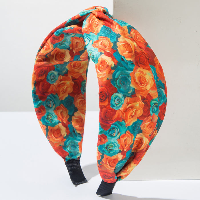 Wholesale Printed fabric headband, fashionable cross high skull top, outdoor hair accessory