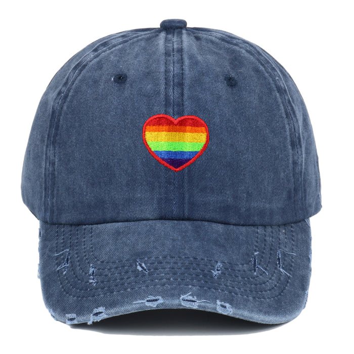 Wholesale Cotton Rainbow Heart Embroidery Baseball Cap  JDC-FH-ChenSheng001