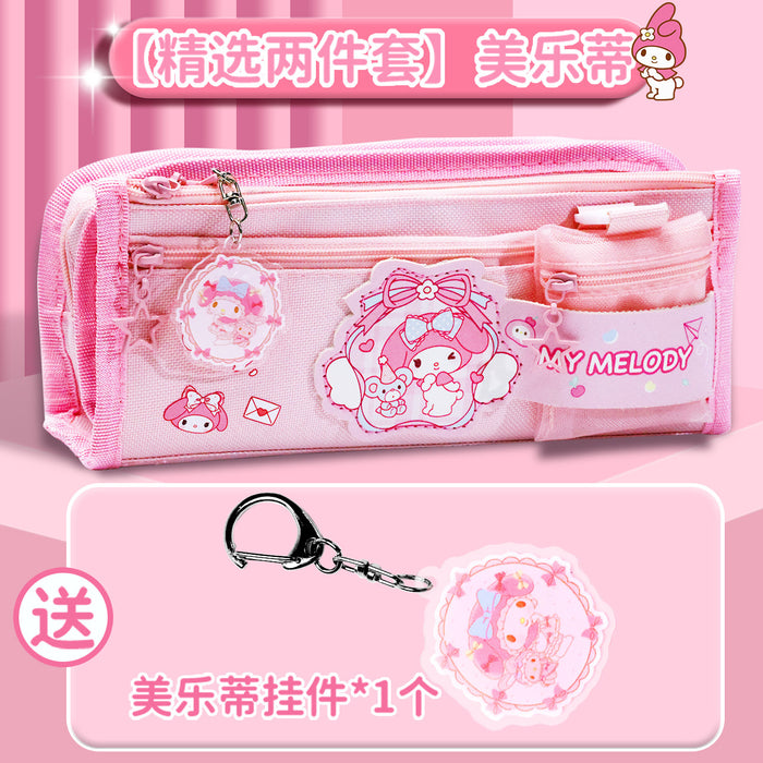Wholesale Canvas Pencil Case for Girls Large Capacity Double Layer Casual School Gift