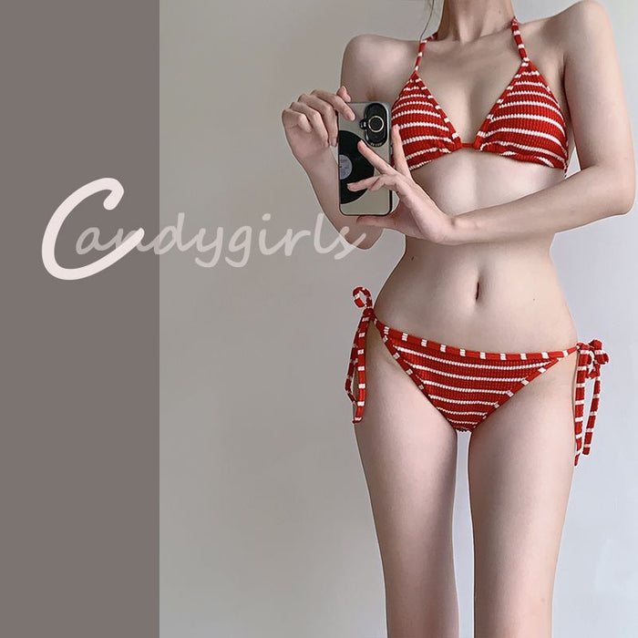 Wholesale Striped swimsuit hot spring split sexy vacation bikini