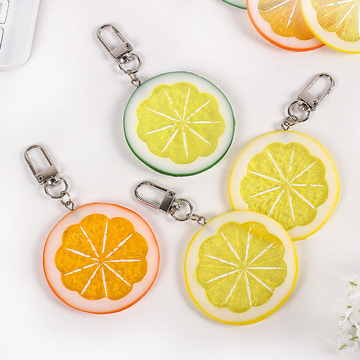 Wholesale Lemon Slice Keychain Pendant Cute PVC Simulated Fruit Charm For Bags Backpacks And Everyday Use MOQ≥2
