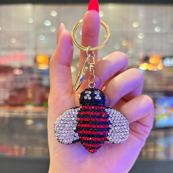 Wholesale 3D Rhinestone Bee Keychain For Women Party Bag Charm Decorative Accessory