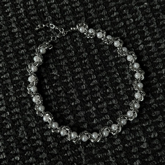 Wholesale Pearl collarbone chain, niche design, high-end titanium steel necklace, neck chain, neck