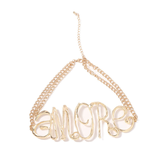 Wholesale Irregular letter clavicle chain metal exaggerated high sense