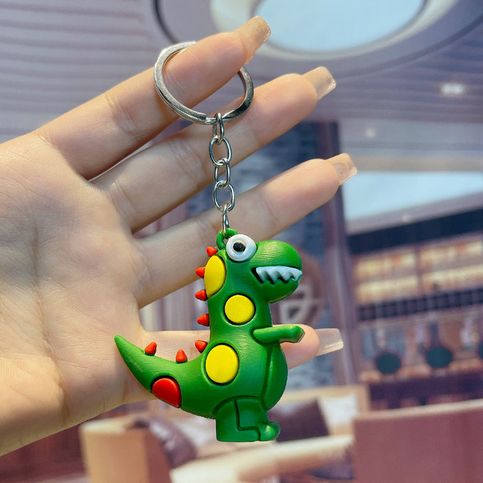 Wholesale Wholesale Creative Cute Cartoon 3D Dinosaur PVC Keychain Pendant Student Bag Mobile Pendant