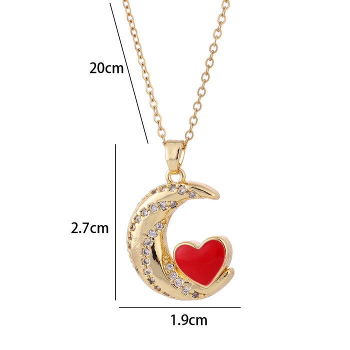 Wholesale Oil Dripping Love Moon Copper Necklace JDC-NE-ShangY032