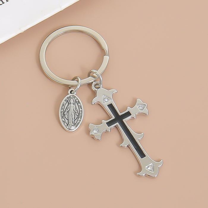 Wholesale Retro Cross Zinc Alloy Keychain Fashion Accessory for Couples Gift MOQ:2