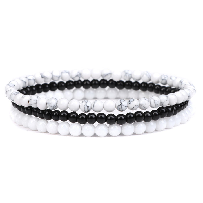 Wholesale 4mm natural stone bead bracelet with elastic cord set
