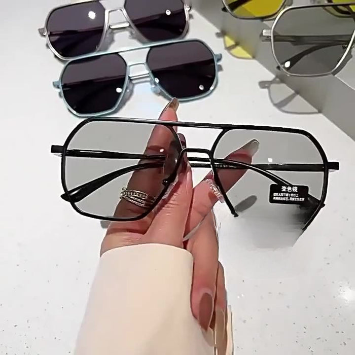 Wholesale Outdoor driving sunglasses, driving glasses, polygonal color changing polarized sunglasses for men