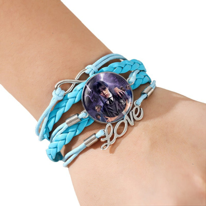 Wholesale Leather multi-layered blue woven jewelry bracelet