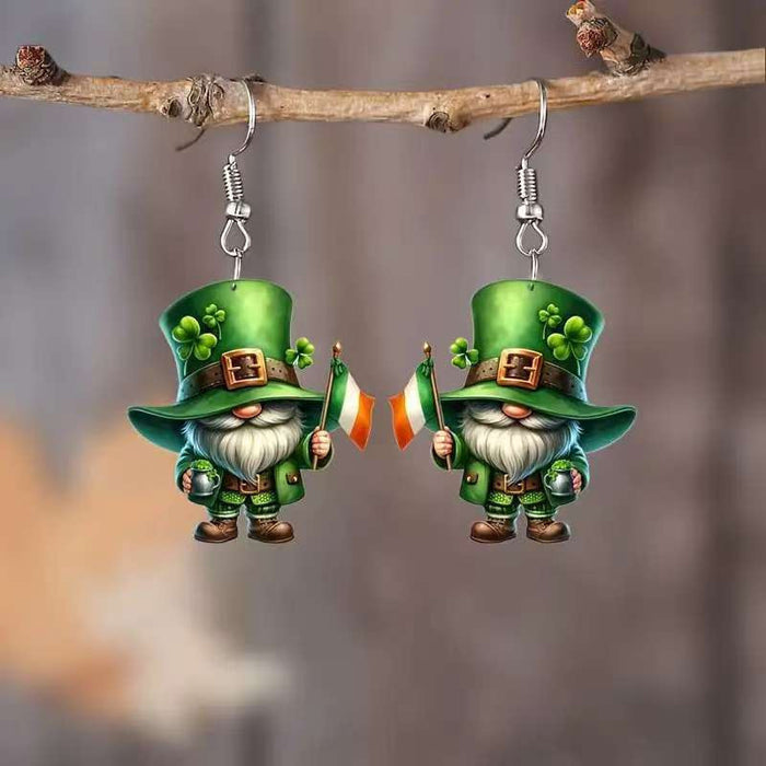 Wholesale Green Heart Acrylic Earrings St.  Patrick' s Day Fashion Accessory