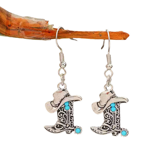 Wholesale Creative Cowboy Hat Boots Earrings