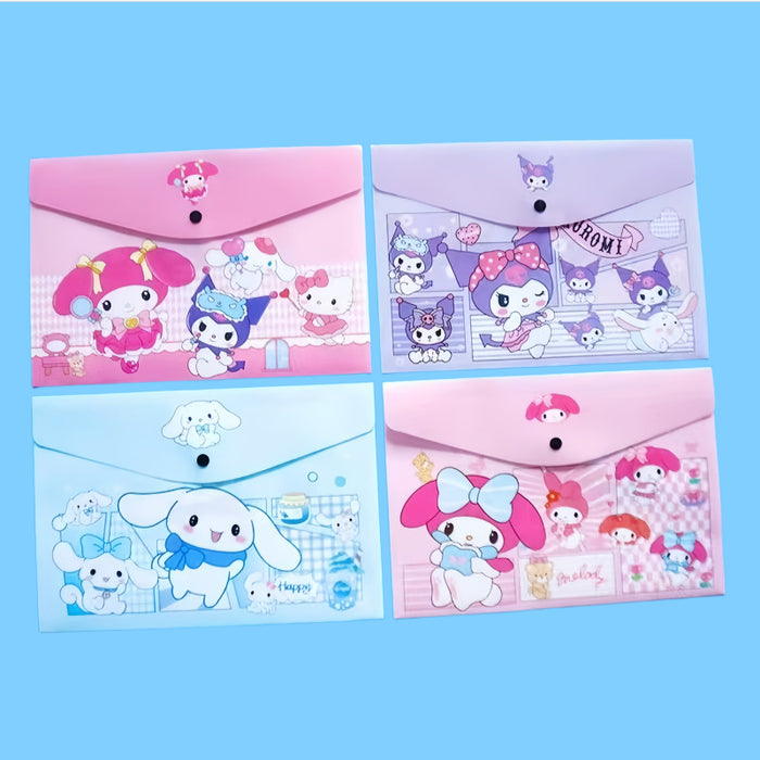 Wholesale 12pcs/ pack PP File Bag Button Bag Cartoon A4 Storage Bag
