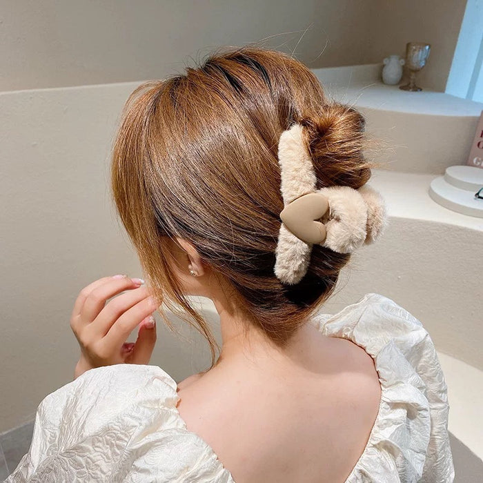 Wholesale Large plush claw clip,  brown color