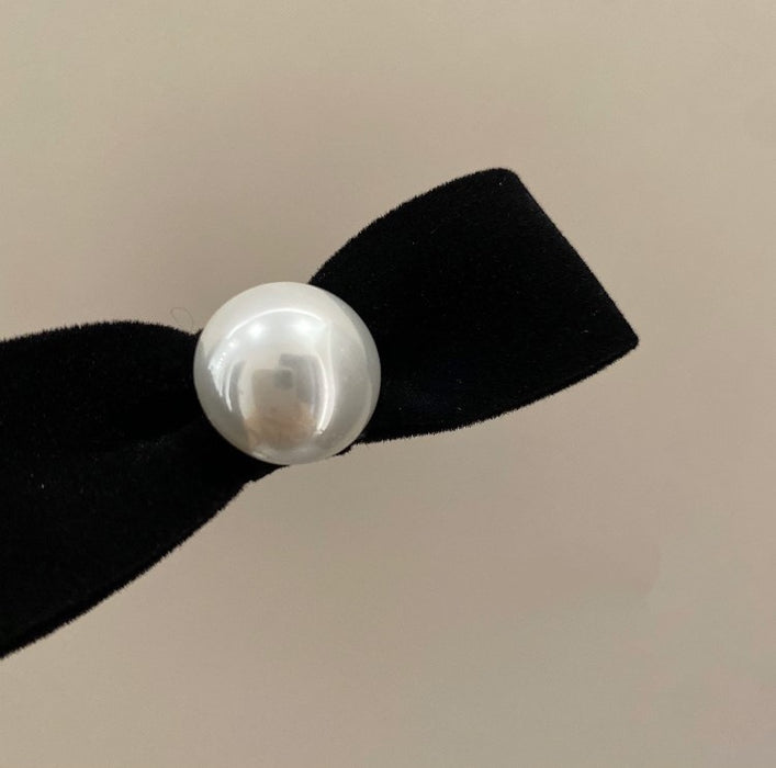 Wholesale pearl velvet bow hair clips JDC-HC-QZ015