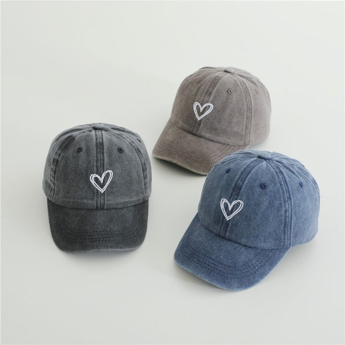 Wholesale Children's Duck Tongue Hat Baby Retro Washed Cowboy Double Love Embroidered Sunshade Baseball Hat