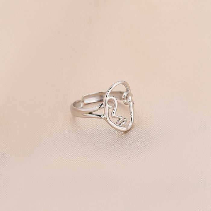 Wholesale Fashionable and personalized adjustable heart-shaped stainless steel open ring with simple design