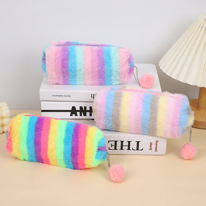 Wholesale Creative Gradient Plush Octagonal Pencil Case