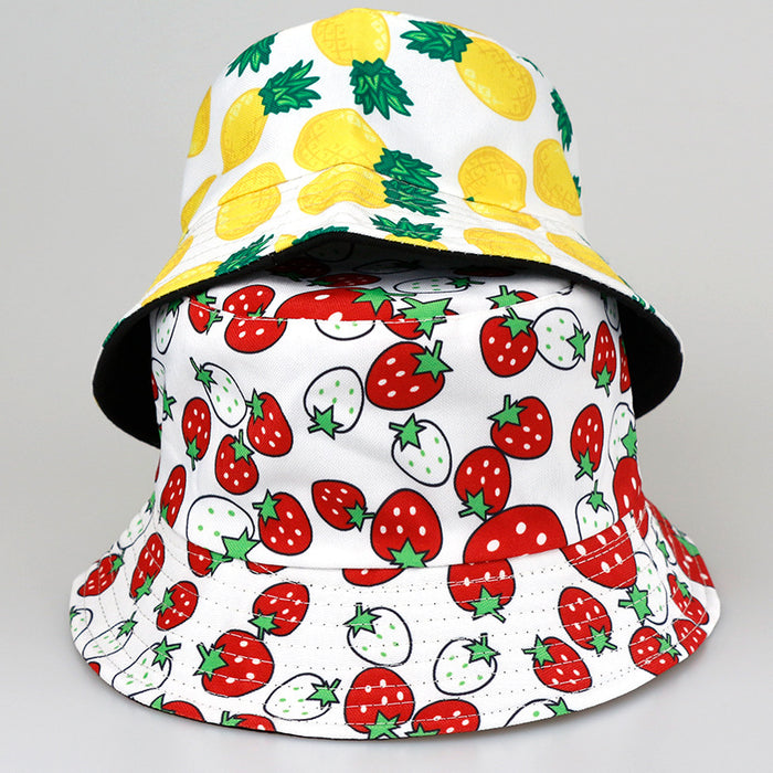 Wholesale  Tropical Fruit  Hat  Trend Double-sided Printed Basin Hat Outdoor Sun Protection Hat