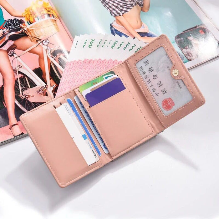Wholesale Chic Folding Wallet with Sequins PU Solid Color Multi-Card Slots Fashion Accessory MOQ≥3
