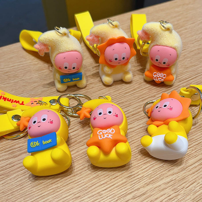 Wholesale PVC Flocked Star Character Keychain Bag Charm Decorative Gift Accessory For Wedding Party