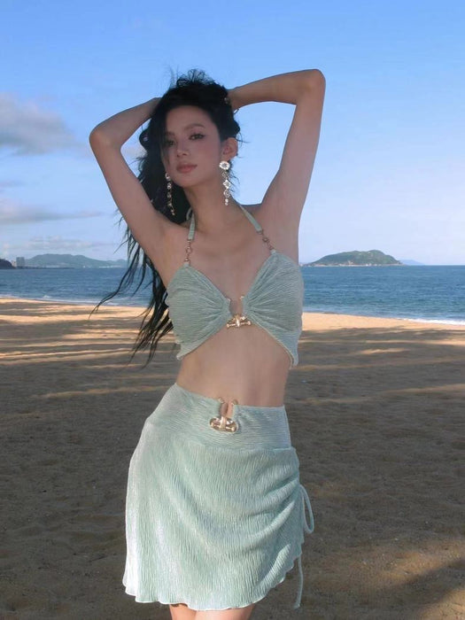 Wholesale New sexy split skirt style three piece bikini swimsuit