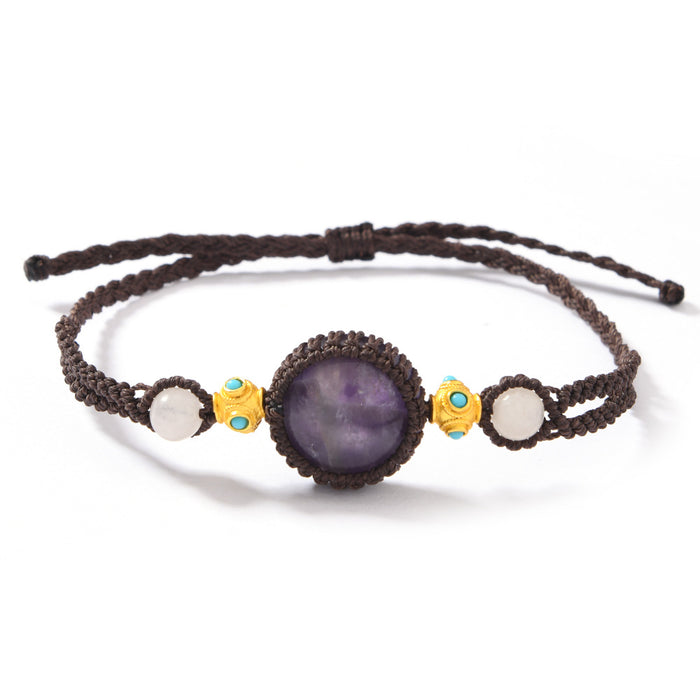 Wholesale Retro Handwoven Natural Stone Adjustable Bracelet Unisex For Boutique Resale