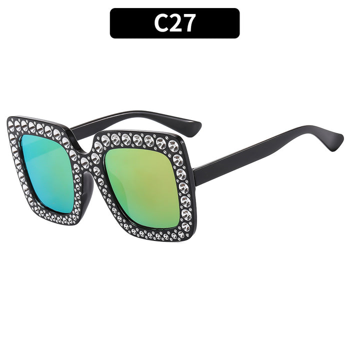 Wholesale Square Rhinestone Disco Sunglasses