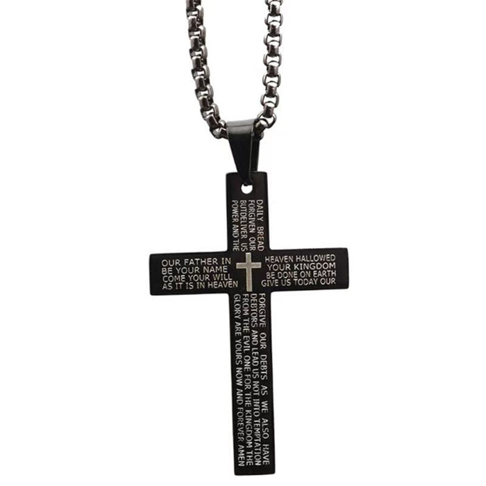 Wholesale Trendy new engraved stainless steel necklace, personalized and versatile, titanium steel cross pendant, engraved jewelry